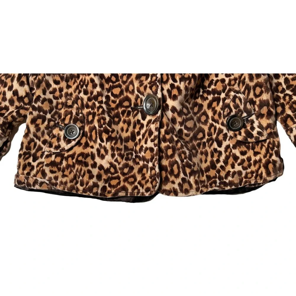 Girls GAP Velvet Leopard Jacket Animal Print Cheetah Pea Coat Size 4/5